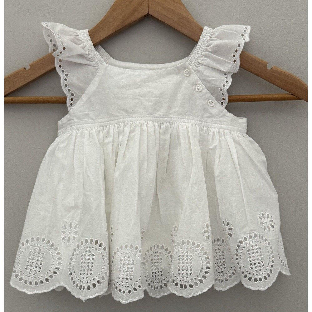 NWT's BabyGap 18/24 White Eyelet Flutter Sleeve Top 100% Cotton Lined